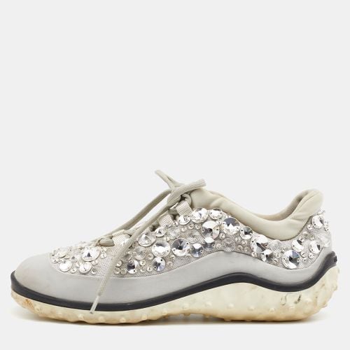 Satin And Stretch Fabric Astro Crystal Embellished Low Top Sneakers Size 36 - Miu Miu - Modalova