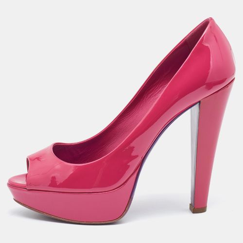 Patent Leather Peep Toe Platform Pumps Size 39.5 - Miu Miu - Modalova