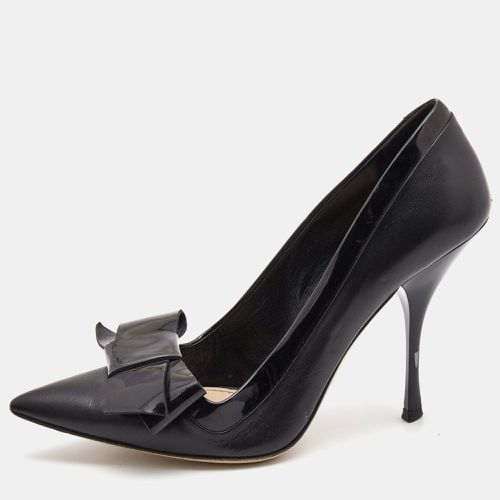 Patent and Leather Bow Pointed Toe Pumps Size 37 - Miu Miu - Modalova