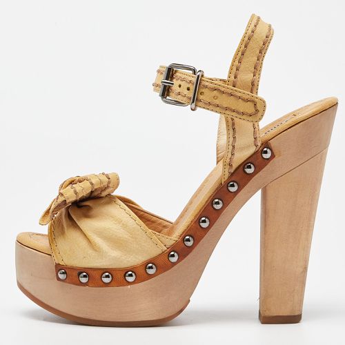 Leather Ribbon Slingback Platform Sandals Size 35.5 - Miu Miu - Modalova