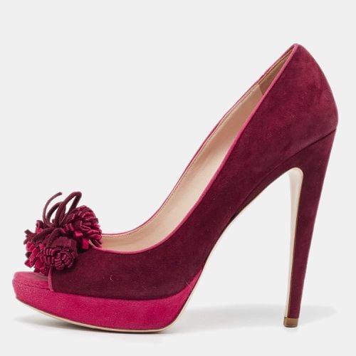 Plum/Pink Suede Tassel Detail Peep Toe Platform Pumps Size 40.5 - Miu Miu - Modalova