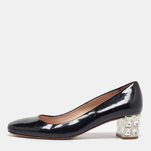 Patent Leather Crystal Embellished Block Heel Pumps Size 37 - Miu Miu - Modalova