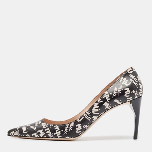 White Leather Logo Print Pumps Size 39.5 - Miu Miu - Modalova