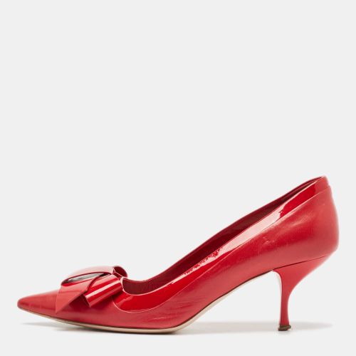 Patent and Leather Bow Pumps Size 39 - Miu Miu - Modalova