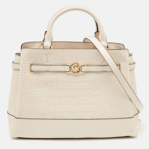 Croc Embossed Patent and Leather Large Reed Satchel - Michael Kors - Modalova