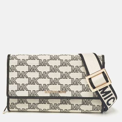 Whie Signature Canvas and Leather Jet Set Wallet Crossbody Bag - Michael Kors - Modalova