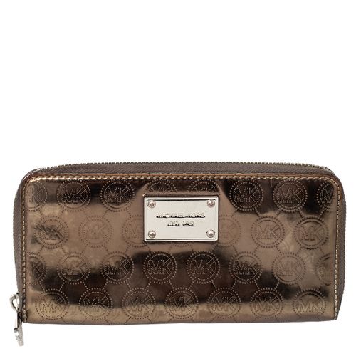 Gold Leather Jet Set Zip Around Wallet - Michael Kors - Modalova