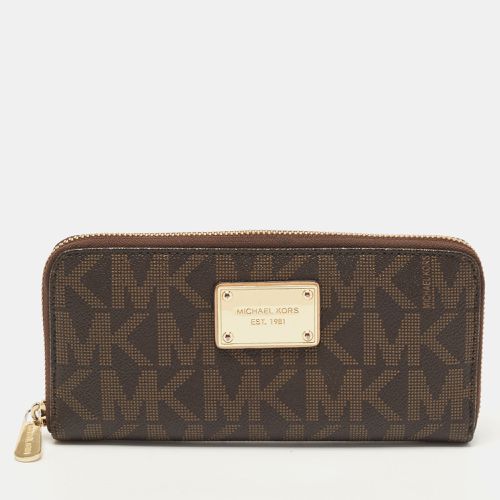 Dark Monogram Coated Canvas Zip Around Wallet - Michael Kors - Modalova