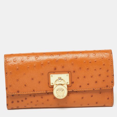 Ostrich Embossed Leather Flap Continental Wallet - Michael Kors - Modalova