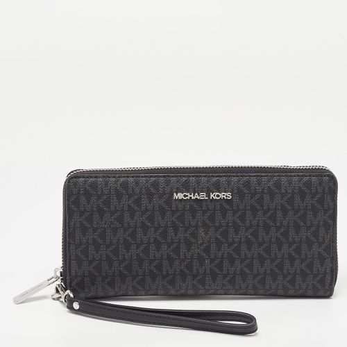 Grey Signature Coated Canvas Zip Around Wallet - Michael Kors - Modalova