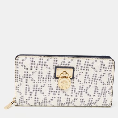 Blue Signature Coated Canvas Hamilton Zip Around Wallet - Michael Kors - Modalova