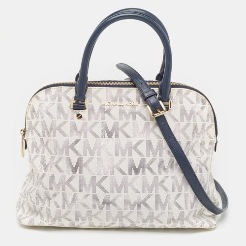 White Signature Coated Canvas and Leather Large Cindy Dome Bag - Michael Kors - Modalova