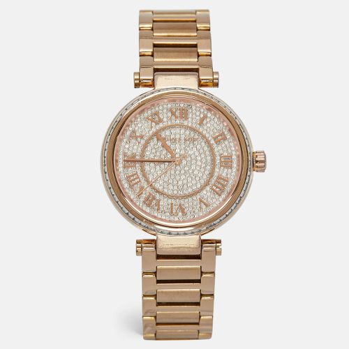 Pave Rose Gold Plated Stainless Steel Skylar MK5868 Women's Wristwatch 40 mm - Michael Kors - Modalova