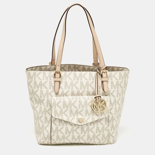 Signature Coated Canvas Jet Set Logo Pocket Tote - MICHAEL Michael Kors - Modalova