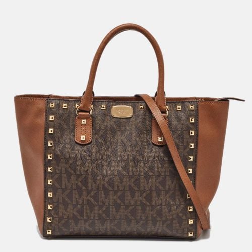 Signature Coated Canvas and Leather Studded Sandrine Tote - MICHAEL Michael Kors - Modalova