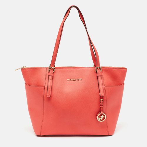 Saffiano Leather Large Top Zip Jet Set Tote - MICHAEL Michael Kors - Modalova