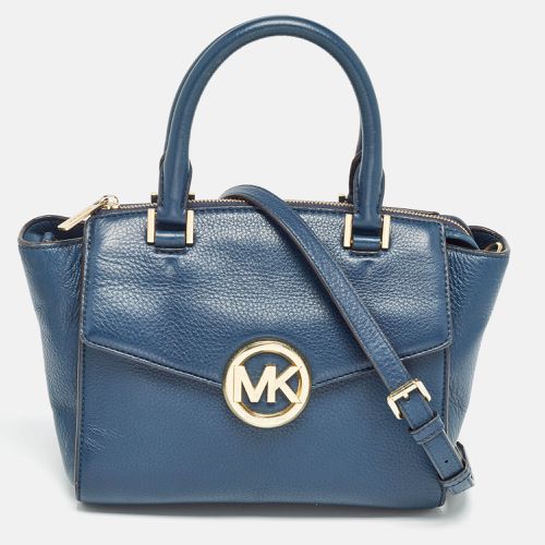 Navy Leather Hudson Satchel - MICHAEL Michael Kors - Modalova