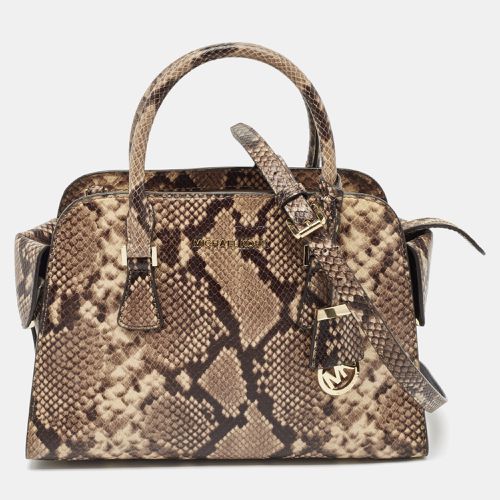 Python Embossed Leather Medium Harper Satchel - MICHAEL Michael Kors - Modalova