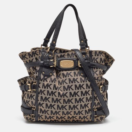 Beige Signature Canvas and Leather Gansevoort Tote - MICHAEL Michael Kors - Modalova