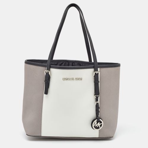 White Saffiano Leather Jet Set Tote - MICHAEL Michael Kors - Modalova