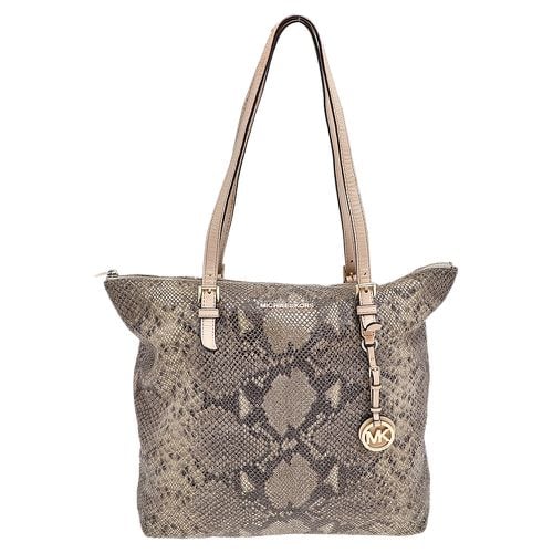 Khaki/Black Python Effect Leather Tote - MICHAEL Michael Kors - Modalova