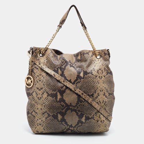 Snakeskin Embossed Leather Cynthia Shoulder Bag - MICHAEL Michael Kors - Modalova