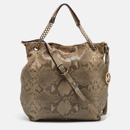 Snakeskin Embossed Leather Cynthia Shoulder Bag - MICHAEL Michael Kors - Modalova