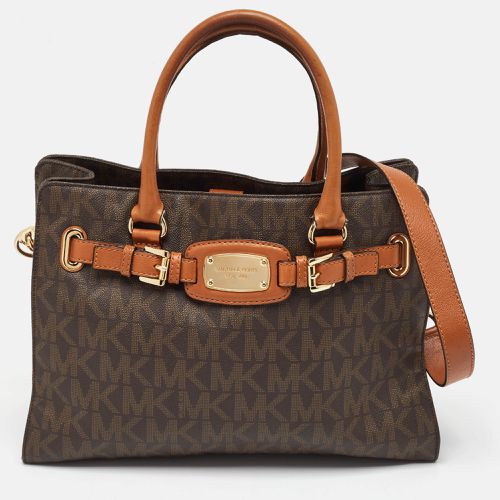 Dark Signature Coated Canvas Large East West Hamilton Tote - MICHAEL Michael Kors - Modalova