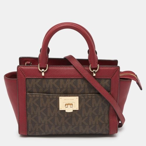 Red Signature Coated Canvas and Leather Tina Tote - MICHAEL Michael Kors - Modalova