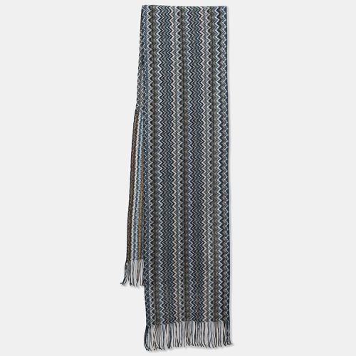 Chevron Pattern Wool Knit Fringed Stole - Missoni - Modalova