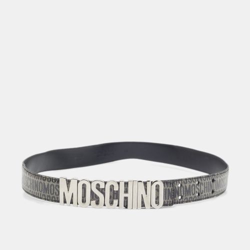 Grey Printed Leather Classic Logo Waist Belt - Moschino - Modalova