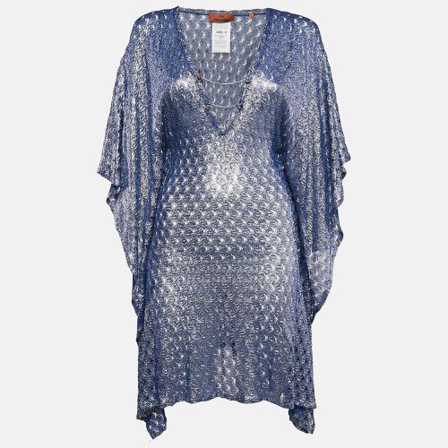 Blue Patterned Knit Mini Kaftan Dress S - Missoni - Modalova