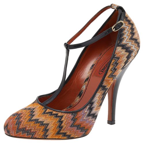 Orange Fabric And Leather Ankle T-Strap Pumps Size 37.5 - Missoni - Modalova