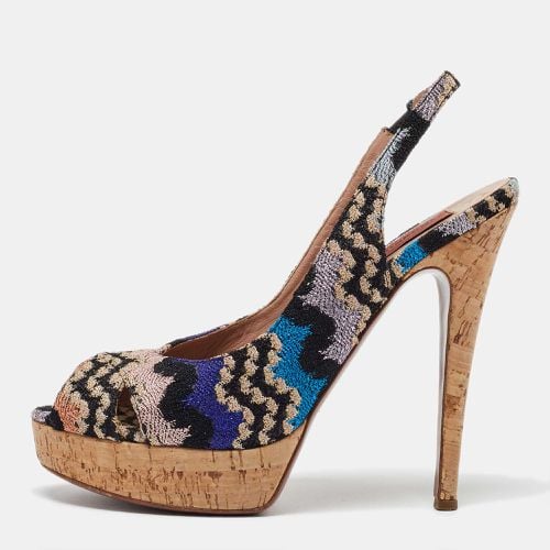 Knit Fabric Platform Peep Toe Slingback Sandals Size 39 - Missoni - Modalova