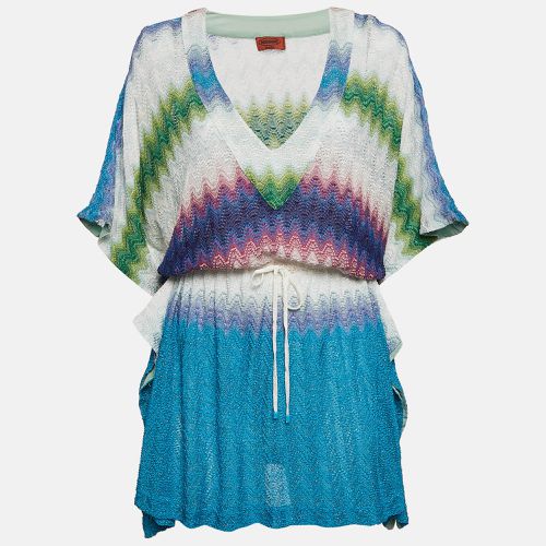 Purple Chevron Lurex Knit Cover-Up Mini Kaftan Dress M - Missoni Mare - Modalova