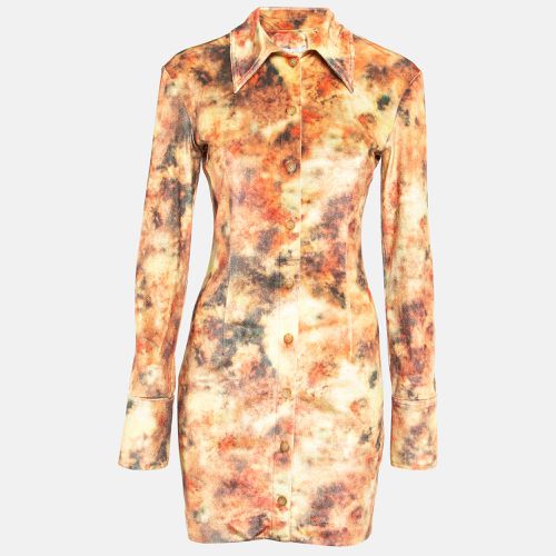 Abstract Floral Print Stretch Velvet Mini Dress S - Nanushka - Modalova