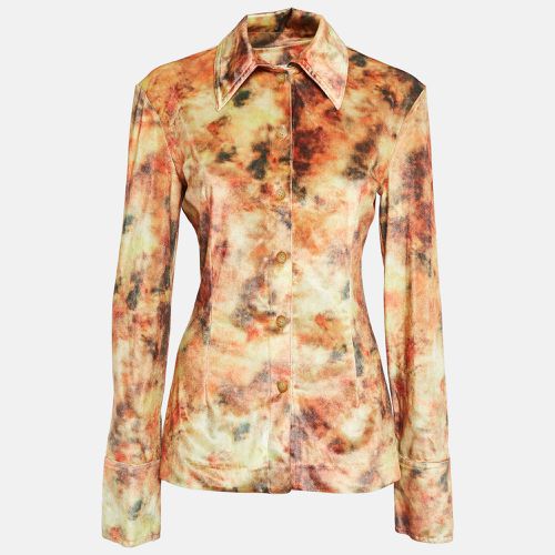 Hazy Floral Print Stretch Velvet Shirt M - Nanushka - Modalova