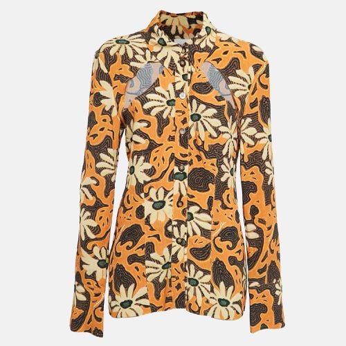 Floral Print Crepe Cut-Out Slim Fit Shirt L - Nanushka - Modalova