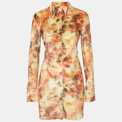 Hazy Floral Print Velvet Jersey Romee Mini Shirt Dress M - Nanushka - Modalova