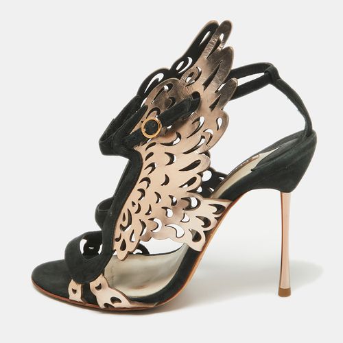 Dark Green/Rose Gold Suede and Leather Laser Cut Parisa Sandals Size 38 - Sophia Webster - Modalova