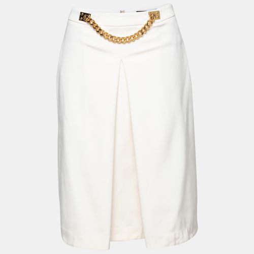 Ivory Stretch Gabardine Chain Embellished Inverted Pleat Front Skirt M - Sophie Hulme - Modalova