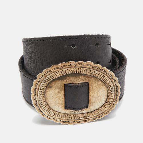 Saint Laurent Leather Oval Buckle Belt - Saint Laurent Paris - Modalova