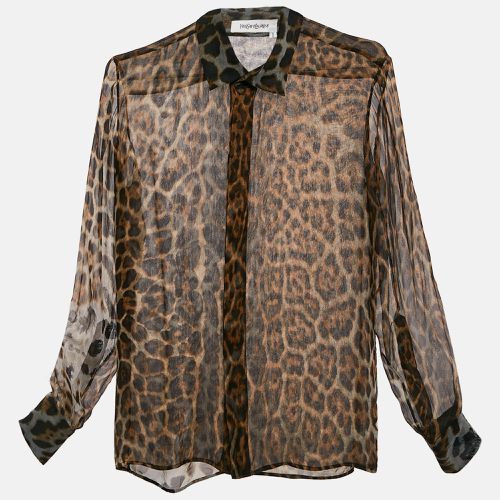 Saint Laurent Leopard Print Silk Sheer Shirt M - Saint Laurent Paris - Modalova