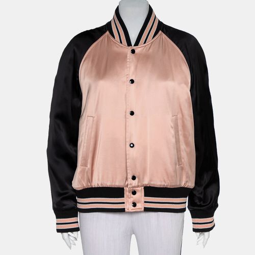 Black & Satin Button Front Bomber Jacket L - Saint Laurent Paris - Modalova