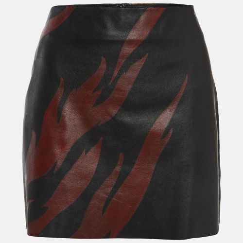 Flame Print Leather Mini Skirt M - Saint Laurent Paris - Modalova