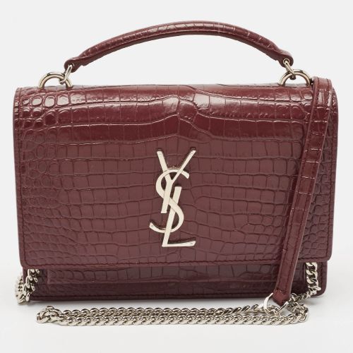 Saint Laurent Croc Embossed Leather Sunset Wallet On Chain - Saint Laurent Paris - Modalova