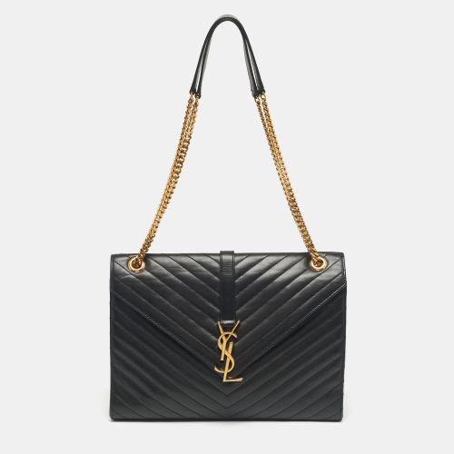 Saint Laurent Chevron Leather Large Monogram Envelope Shoulder Bag - Saint Laurent Paris - Modalova