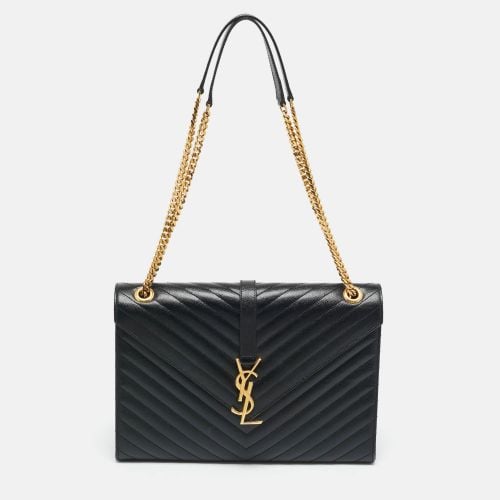 Saint Laurent Chevron Leather Large Monogram Envelope Shoulder Bag - Saint Laurent Paris - Modalova