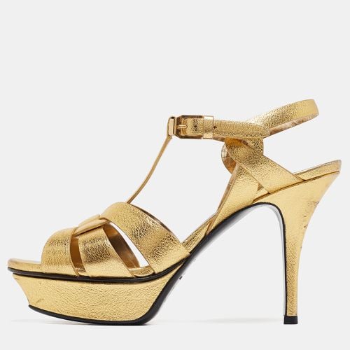 Saint Laurent Leather Tribute Ankle Strap Sandals Size 37 - Saint Laurent Paris - Modalova