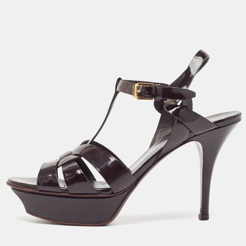 Saint Laurent Patent Leather Tribute Ankle Strap Sandals Size 37.5 - Saint Laurent Paris - Modalova